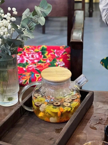 Bình thuỷ tinh nắp gỗ tre C25111030