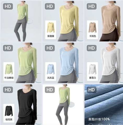 Áo thun giấy dài tay rút nhún eo H26102202