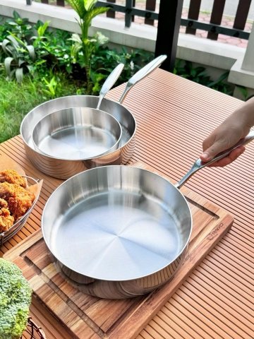 Chảo inox 316 liền khối 5-ply Premium Kaiyo - thành cao H25121009
