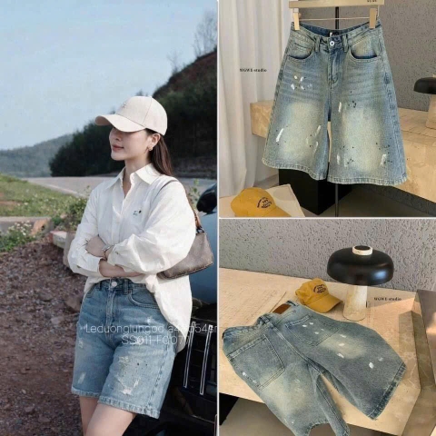 Quần jean lửng hoạ tiết auth wgwe H26031412