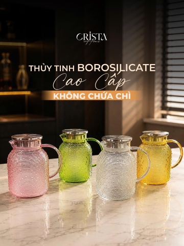 BÌNH THỦY TINH HỌA TIẾT VÂN NGANG 1.3L CRISTA HOME, 60300