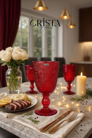 BỘ 6 LY THỦY TINH VÂN LƯỚI CRISTA HOME C25121002