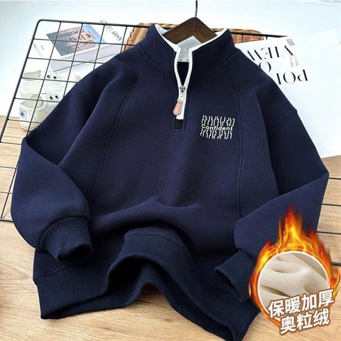 Áo nỉ lót lông kéo khoá cổ bé trai C26011207