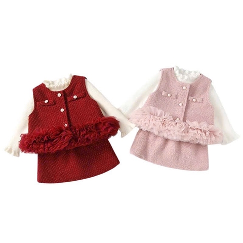 SET VÁY ÁO DẠ + ÁO LEN TRẮNG CỔ BÈO H26011105