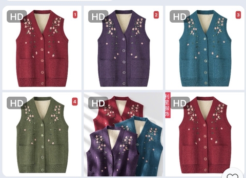 ÁO GILE LEN HOA TRUNG NIÊN LÓT LÔNG N24122107