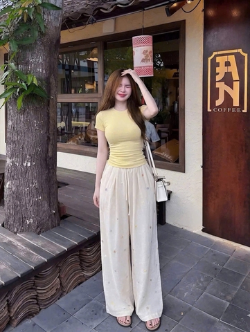 Set áo vàng quần tơ HQ26062444