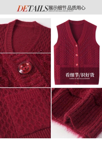 ÁO GILE LEN ĐÍNH CƯỜM TRUNG NIÊN TẶNG MẸ C25100802