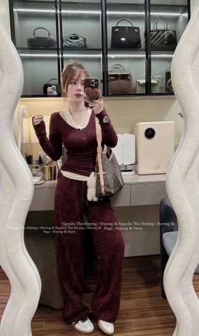 Quần nhung cạp chun dây rút C24120603