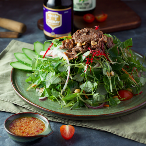 Salad Rau Càng Cua Với Bắp Bò