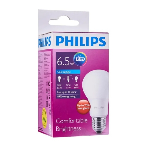 Bóng Philips LEDBulb 6.5-60W E27 6500K 230V