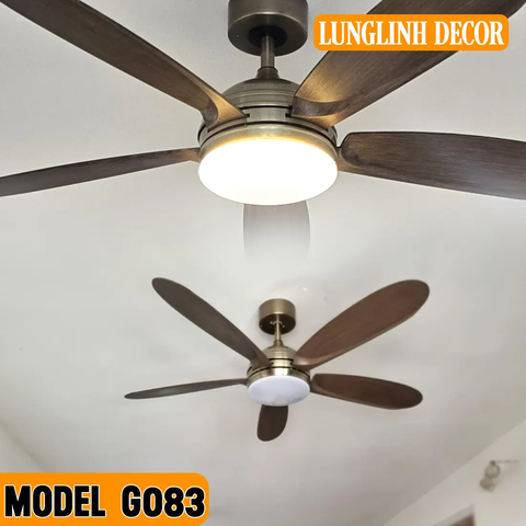 Quạt trần Hiện đại phong cách Modern Classic với màu Gỗ Nâu tây và Đồng cổ - MODEL G083