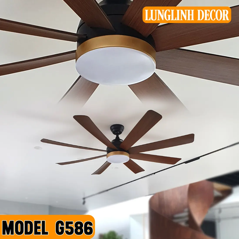 Quạt trần 8 Cánh siêu gió mạnh mẽ, ABS vân gỗ cao cấp sang trọng - MODEL G586