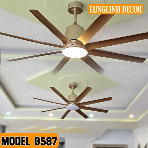 Quạt trần 8 Cánh siêu gió mạnh mẽ, phù hợp các trần cao và rất cao - MODEL G587