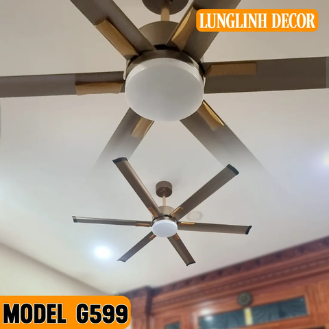 Quạt trần 6 Cánh Hợp kim nhôm, thiết kế phóng khoáng, mạnh mẽ cùng khả năng xé gió vượt trội - MODEL G599M