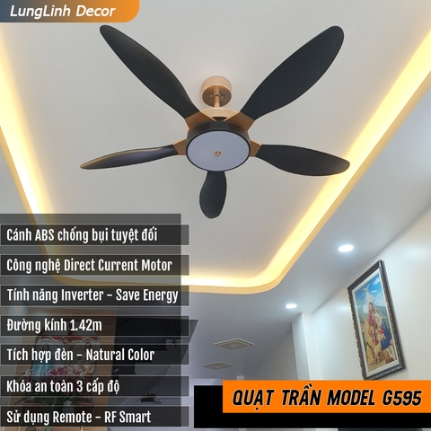 Quạt trần Golden Ring 5 Cánh ABS chống bụi - DC Inverter G595