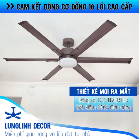 Quạt trần 6 Cánh Hợp kim nhôm - Công nghệ sơn tĩnh điện siêu bền - DC Inverter G599