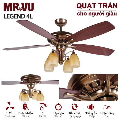Quạt trần Tuyệt tác Cổ điển 5 Cánh gỗ LEGEND 4L
