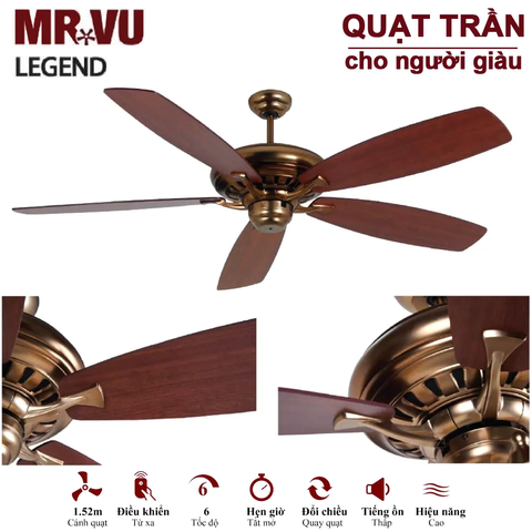 Quạt trần Tuyệt tác Cổ điển 5 Cánh gỗ LEGEND 4L
