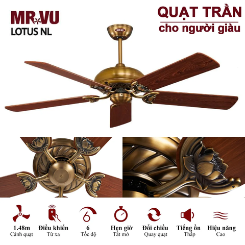 Quạt trần Cổ điển lấy cảm hứng từ Hoa sen Việt Nam - LOTUS SL