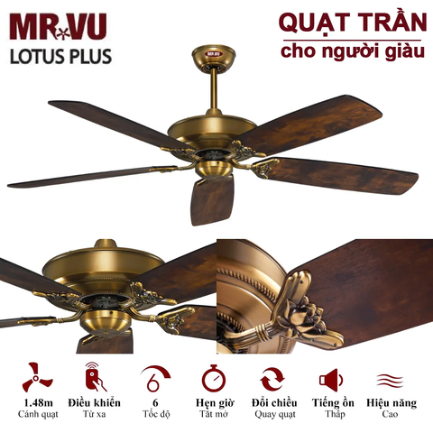 Quạt trần Cổ điển lấy cảm hứng từ Hoa sen Việt Nam - LOTUS PLUS