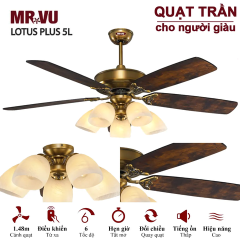Quạt trần Cổ điển lấy cảm hứng từ Hoa sen Việt Nam - LOTUS PLUS