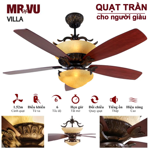 Quạt trần Biệt thự Đẳng Cấp Mr.Vu - Gỗ và Cẩm thạch VILLA