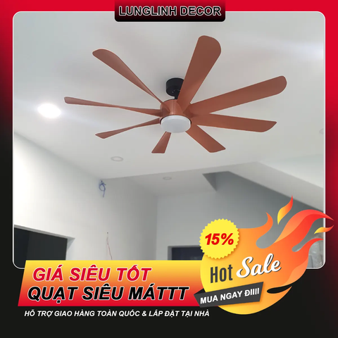 Quạt trần đèn Hiện đại – 8 Cánh – Cánh ABS – DC Inverter 80W Mã G568