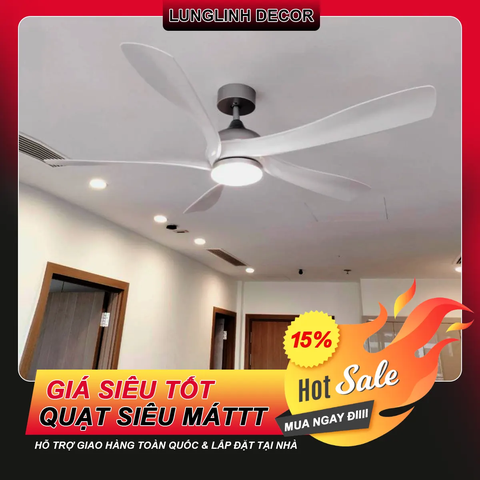 Quạt trần đèn 5 Cánh ABS nghệ thuật – DC Inverter – Mã G578