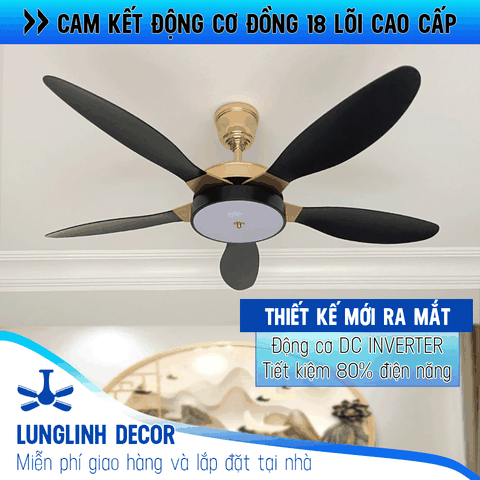 Quạt trần Golden Ring 5 Cánh ABS chống bụi - DC Inverter G595
