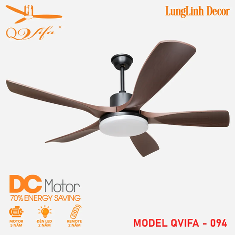 Quạt trần cao cấp cánh ABS siêu thực - Điều khiển bằng App điện thoại MODEL QVIFA-094