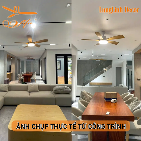Quạt trần cao cấp cánh ABS siêu thực - Điều khiển bằng App điện thoại MODEL QVIFA-095