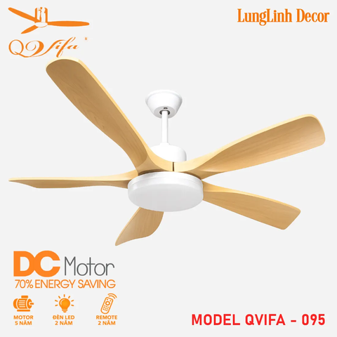 Quạt trần cao cấp cánh ABS siêu thực - Điều khiển bằng App điện thoại MODEL QVIFA-095