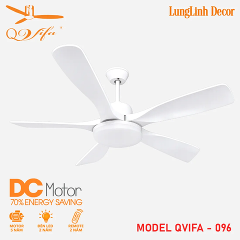 Quạt trần cao cấp cánh ABS dày dặn - Điều khiển bằng App điện thoại MODEL QVIFA-096