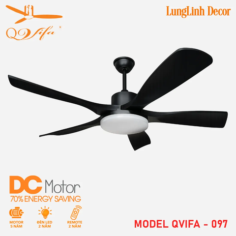 Quạt trần cao cấp cánh ABS dày dặn - Điều khiển bằng App điện thoại MODEL QVIFA-097