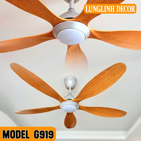Quạt trần thiết kế hiện đại 5 cánh ABS vân gỗ, động cơ DC tiết kiệm điện năng - MODEL G919