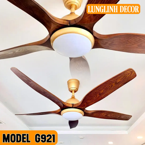 Quạt trần thiết kế hiện đại 5 cánh ABS vân gỗ, động cơ DC tiết kiệm điện năng - MODEL G921
