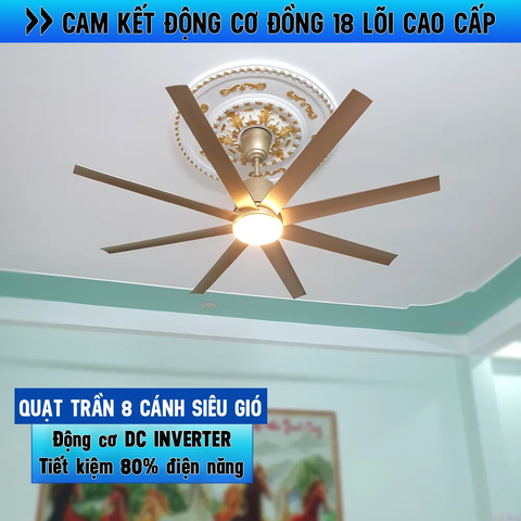 Quạt trần 8 Cánh ABS siêu gió – DC Inverter 85W Mã G587
