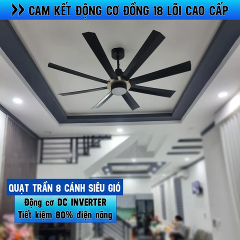 Quạt trần siêu gió, mạnh mẽ - 8 Cánh ABS - DC Inverter 80W G588