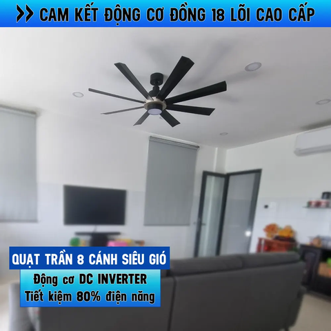 Quạt trần siêu gió, mạnh mẽ - 8 Cánh ABS - DC Inverter 80W G588