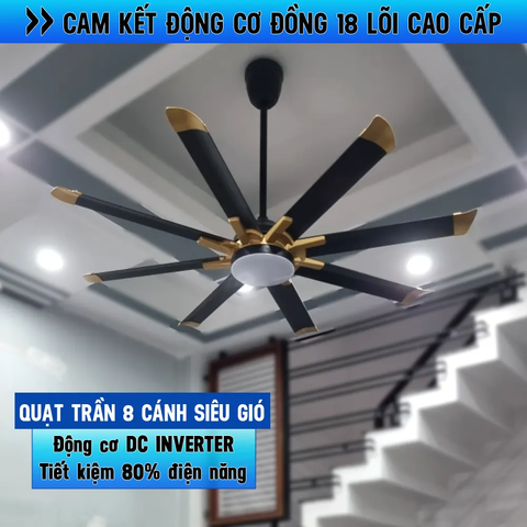 Quạt trần 8 cánh, phong cách hiện đại, mạnh mẽ - DC Inverter 75W G908
