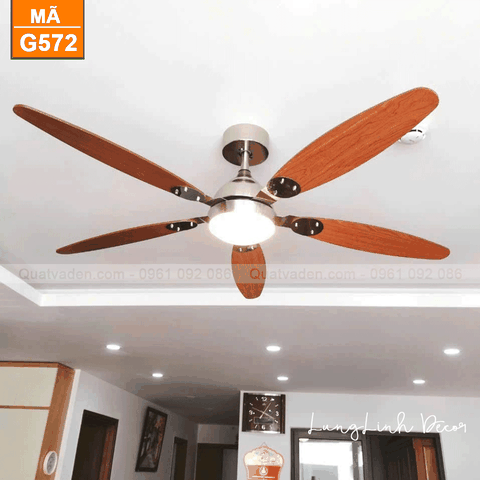 Quạt trần Hiện đại Cánh gỗ – 5 Cánh – DC Inverter – Mã G572