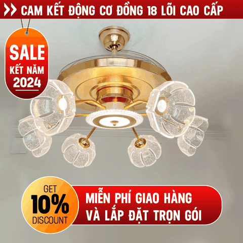 Quạt trần đèn Cánh xếp – Cánh Acrylic – DC Inverter – Mã G528