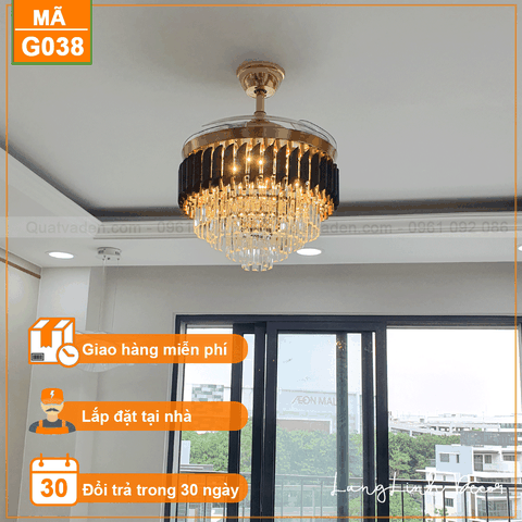 Quạt trần đèn Cánh xếp – Cánh Acrylic – DC Inverter – Mã G038