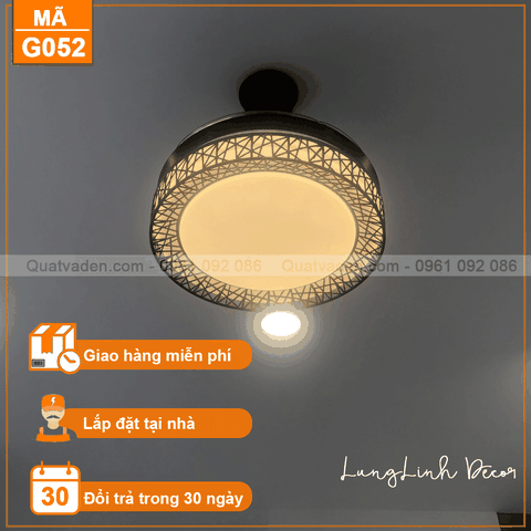 Quạt trần đèn Cánh xếp – Cánh Acrylic – DC Inverter – Mã G052