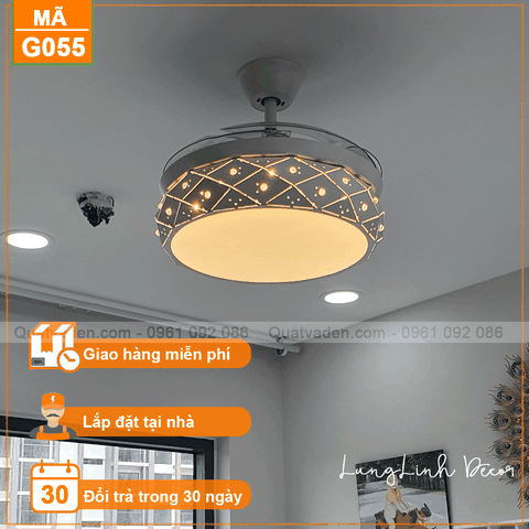 Quạt trần đèn Cánh xếp – Cánh Acrylic – DC Inverter – Mã G055