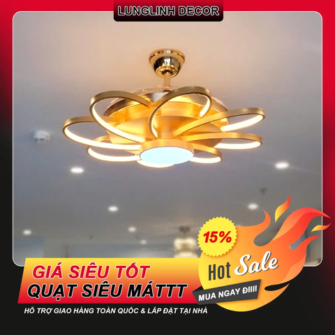 Quạt trần Cánh xếp 'Những vòng sáng nghệ thuật' - Trang trí hoặc lắp không gian nhỏ MODEL G058