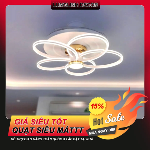 Quạt trần Cánh xếp 'Những vòng sáng nghệ thuật' - Trang trí hoặc lắp không gian nhỏ MODEL G526