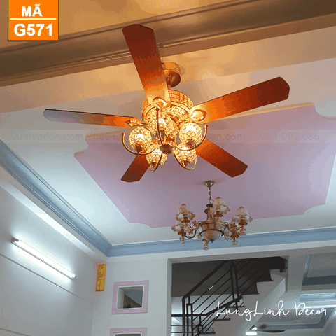 Quạt trần cổ điển cánh gỗ – 5 Cánh – DC Inverter – Mã G571