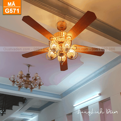 Quạt trần cổ điển cánh gỗ – 5 Cánh – DC Inverter – Mã G571