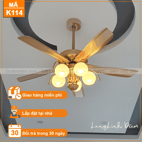 Quạt trần cổ điển cánh kim loại – 5 Cánh – DC Inverter – Mã G114